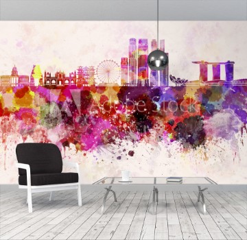 Picture of Singapore V2 skyline in watercolor background